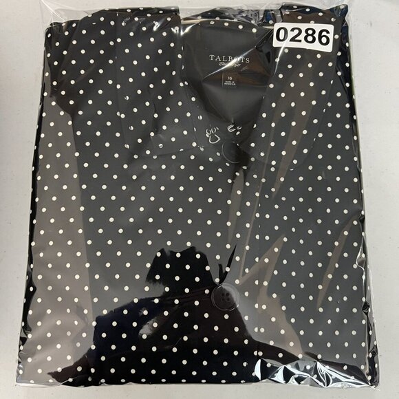 Talbots Womens 16 Black White Polka Dot Button Front 3/4 Sleeve Pockets Blazer - Picture 8 of 9